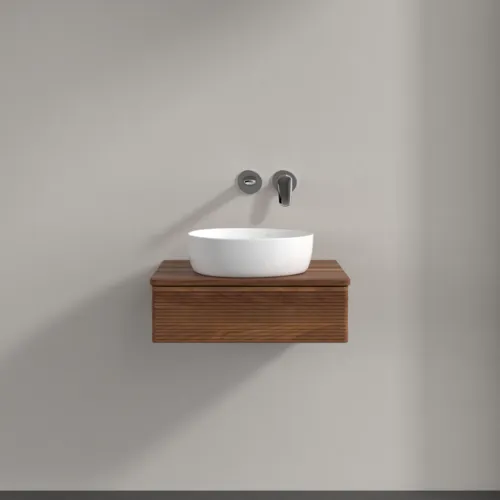 Picture of VILLEROY BOCH Antao Vanity unit, 1 pull-out compartment, 600 x 190 x 500 mm, Front with grain texture, Warm Walnut / Warm Walnut #K07112HM