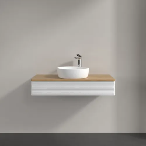 Bild von VILLEROY BOCH Antao Waschbeckenunterschrank, 1 Auszug, 1000 x 190 x 500 mm, Front mit Struktur, Glossy White Lacquer / Honey Oak #K09151GF