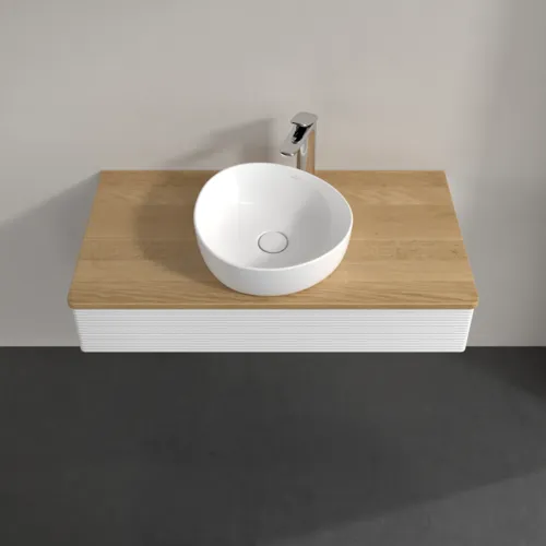 Bild von VILLEROY BOCH Antao Waschbeckenunterschrank, 1 Auszug, 1000 x 190 x 500 mm, Front mit Struktur, Glossy White Lacquer / Honey Oak #K09151GF