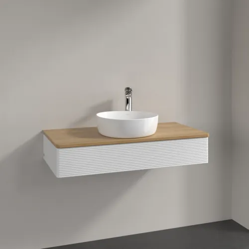 Bild von VILLEROY BOCH Antao Waschbeckenunterschrank, 1 Auszug, 1000 x 190 x 500 mm, Front mit Struktur, Glossy White Lacquer / Honey Oak #K09151GF