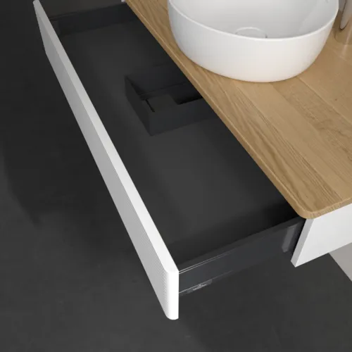 Bild von VILLEROY BOCH Antao Waschbeckenunterschrank, 1 Auszug, 1000 x 190 x 500 mm, Front mit Struktur, Glossy White Lacquer / Honey Oak #K09151GF