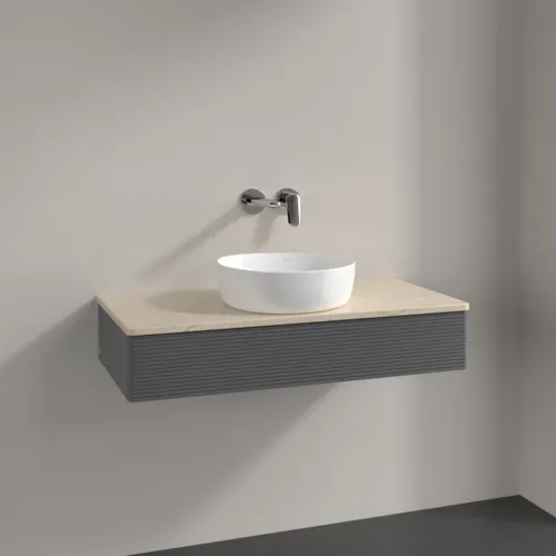 VILLEROY BOCH Antao Waschbeckenunterschrank, 1 Auszug, 1000 x 190 x 500 mm, Front mit Struktur, Anthracite Matt Lacquer / Botticino #K09113GK, Bild 2