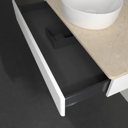 Bild von VILLEROY BOCH Antao Waschbeckenunterschrank, 1 Auszug, 1000 x 190 x 500 mm, Front mit Struktur, White Matt Lacquer / Botticino #K09113MT