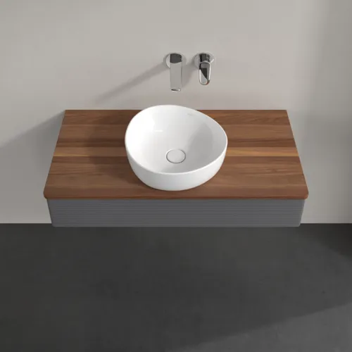 Bild von VILLEROY BOCH Antao Waschbeckenunterschrank, 1 Auszug, 1000 x 190 x 500 mm, Front mit Struktur, Anthracite Matt Lacquer / Warm Walnut #K09112GK