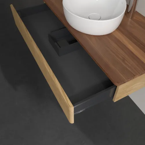 Bild von VILLEROY BOCH Antao Waschbeckenunterschrank, 1 Auszug, 1000 x 190 x 500 mm, Front mit Struktur, Honey Oak / Warm Walnut #K09152HN
