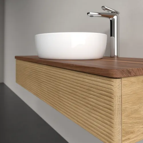 Bild von VILLEROY BOCH Antao Waschbeckenunterschrank, 1 Auszug, 1000 x 190 x 500 mm, Front mit Struktur, Honey Oak / Warm Walnut #K09152HN