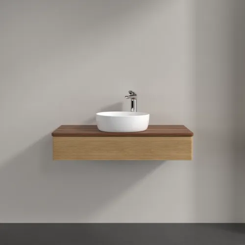Bild von VILLEROY BOCH Antao Waschbeckenunterschrank, 1 Auszug, 1000 x 190 x 500 mm, Front mit Struktur, Honey Oak / Warm Walnut #K09152HN