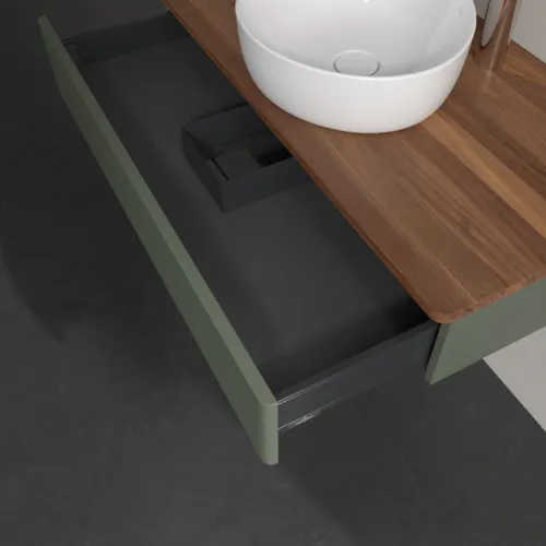 Bild von VILLEROY BOCH Antao Waschbeckenunterschrank, 1 Auszug, 1000 x 190 x 500 mm, Front mit Struktur, Leaf Green Matt Lacquer / Warm Walnut #K09152HL