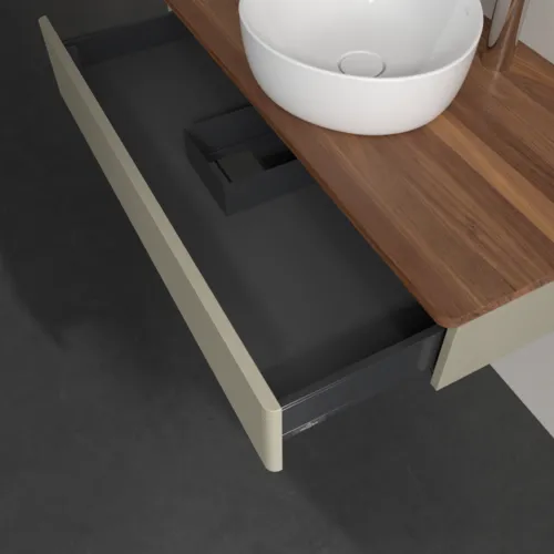 Bild von VILLEROY BOCH Antao Waschbeckenunterschrank, 1 Auszug, 1000 x 190 x 500 mm, Front mit Struktur, Stone Grey Matt Lacquer / Warm Walnut #K09152HK
