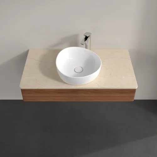 Picture of VILLEROY BOCH Antao Vanity unit, 1 pull-out compartment, 1000 x 190 x 500 mm, Front with grain texture, Warm Walnut / Botticino #K09153HM