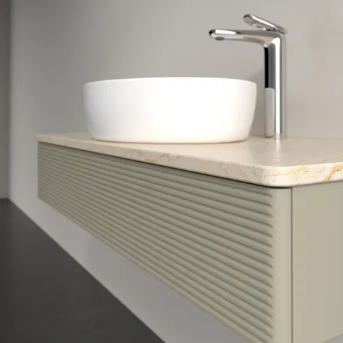 Bild von VILLEROY BOCH Antao Waschbeckenunterschrank, 1 Auszug, 1000 x 190 x 500 mm, Front mit Struktur, Stone Grey Matt Lacquer / Botticino #K09153HK
