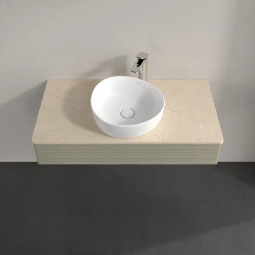 Bild von VILLEROY BOCH Antao Waschbeckenunterschrank, 1 Auszug, 1000 x 190 x 500 mm, Front mit Struktur, Stone Grey Matt Lacquer / Botticino #K09153HK