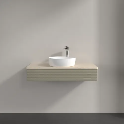 Bild von VILLEROY BOCH Antao Waschbeckenunterschrank, 1 Auszug, 1000 x 190 x 500 mm, Front mit Struktur, Stone Grey Matt Lacquer / Botticino #K09153HK