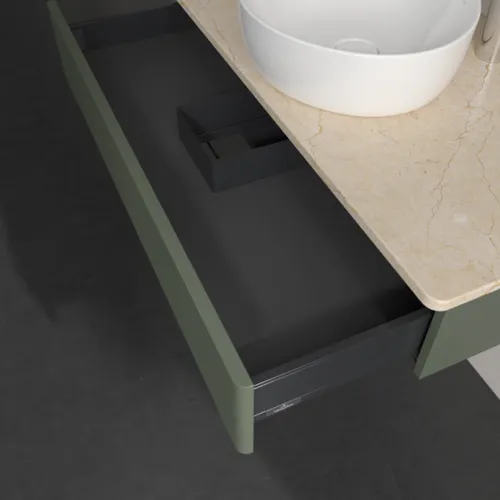 Bild von VILLEROY BOCH Antao Waschbeckenunterschrank, 1 Auszug, 1000 x 190 x 500 mm, Front mit Struktur, Leaf Green Matt Lacquer / Botticino #K09153HL