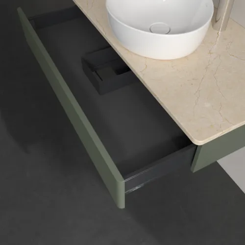 Bild von VILLEROY BOCH Antao Waschbeckenunterschrank, 1 Auszug, 1000 x 190 x 500 mm, Front mit Struktur, Leaf Green Matt Lacquer / Botticino #K09153HL