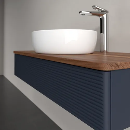 Bild von VILLEROY BOCH Antao Waschbeckenunterschrank, 1 Auszug, 1000 x 190 x 500 mm, Front mit Struktur, Midnight Blue Matt Lacquer / Warm Walnut #K09152HG