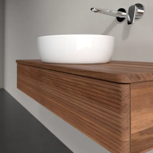 Bild von VILLEROY BOCH Antao Waschbeckenunterschrank, 1 Auszug, 1000 x 190 x 500 mm, Front mit Struktur, Warm Walnut / Warm Walnut #K09112HM