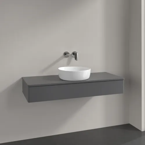 Bild von VILLEROY BOCH Antao Waschbeckenunterschrank, 1 Auszug, 1200 x 190 x 500 mm, Front ohne Struktur, Anthracite Matt Lacquer / Anthracite Matt Lacquer #K10010GK