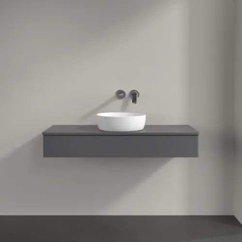 Bild von VILLEROY BOCH Antao Waschbeckenunterschrank, 1 Auszug, 1200 x 190 x 500 mm, Front ohne Struktur, Anthracite Matt Lacquer / Anthracite Matt Lacquer #K10010GK