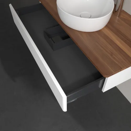 Bild von VILLEROY BOCH Antao Waschbeckenunterschrank, 1 Auszug, 1000 x 190 x 500 mm, Front mit Struktur, White Matt Lacquer / Warm Walnut #K09152MT