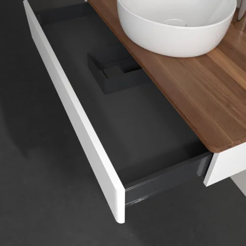 Bild von VILLEROY BOCH Antao Waschbeckenunterschrank, 1 Auszug, 1000 x 190 x 500 mm, Front mit Struktur, White Matt Lacquer / Warm Walnut #K09152MT