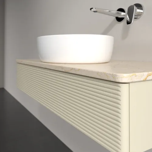 Obrázek VILLEROY BOCH Antao Vanity unit, 1 pull-out compartment, 1000 x 190 x 500 mm, Front with grain texture, Silk Grey Matt Lacquer / Botticino #K09113HJ