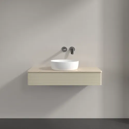 Obrázek VILLEROY BOCH Antao Vanity unit, 1 pull-out compartment, 1000 x 190 x 500 mm, Front with grain texture, Silk Grey Matt Lacquer / Botticino #K09113HJ
