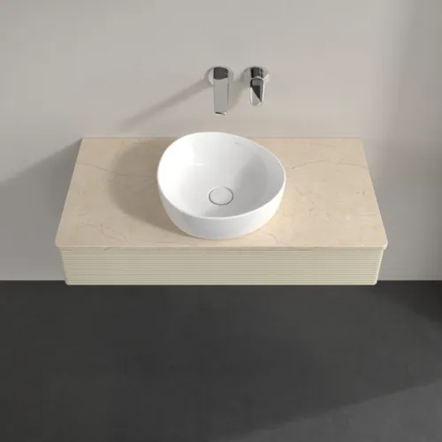 Obrázek VILLEROY BOCH Antao Vanity unit, 1 pull-out compartment, 1000 x 190 x 500 mm, Front with grain texture, Silk Grey Matt Lacquer / Botticino #K09113HJ