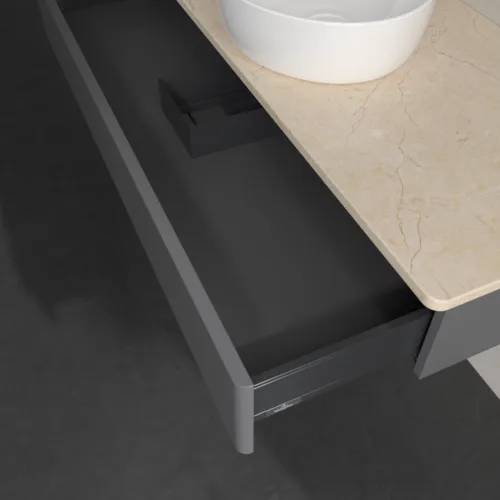Bild von VILLEROY BOCH Antao Waschbeckenunterschrank, 1 Auszug, 1200 x 190 x 500 mm, Front ohne Struktur, Anthracite Matt Lacquer / Botticino #K10013GK