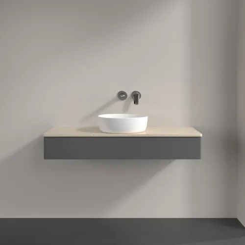 Bild von VILLEROY BOCH Antao Waschbeckenunterschrank, 1 Auszug, 1200 x 190 x 500 mm, Front ohne Struktur, Anthracite Matt Lacquer / Botticino #K10013GK