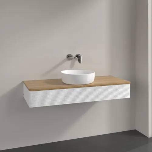 Bild von VILLEROY BOCH Antao Waschbeckenunterschrank, 1 Auszug, 1200 x 190 x 500 mm, Front mit Struktur, White Matt Lacquer / Honey Oak #K10111MT
