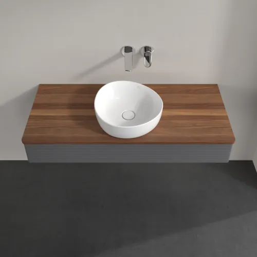 Bild von VILLEROY BOCH Antao Waschbeckenunterschrank, 1 Auszug, 1200 x 190 x 500 mm, Front mit Struktur, Anthracite Matt Lacquer / Warm Walnut #K10112GK