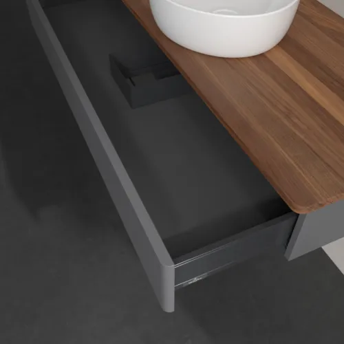 Bild von VILLEROY BOCH Antao Waschbeckenunterschrank, 1 Auszug, 1200 x 190 x 500 mm, Front mit Struktur, Anthracite Matt Lacquer / Warm Walnut #K10112GK