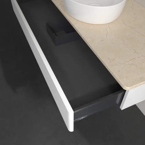 Bild von VILLEROY BOCH Antao Waschbeckenunterschrank, 1 Auszug, 1200 x 190 x 500 mm, Front mit Struktur, Glossy White Lacquer / Botticino #K10113GF