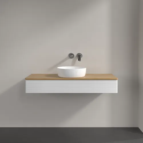 Bild von VILLEROY BOCH Antao Waschbeckenunterschrank, 1 Auszug, 1200 x 190 x 500 mm, Front mit Struktur, Glossy White Lacquer / Honey Oak #K10111GF