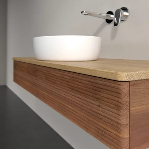 Bild von VILLEROY BOCH Antao Waschbeckenunterschrank, 1 Auszug, 1200 x 190 x 500 mm, Front mit Struktur, Warm Walnut / Honey Oak #K10111HM