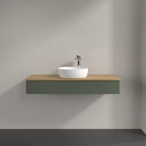 Obrázek VILLEROY BOCH Antao Vanity unit, 1 pull-out compartment, 1200 x 190 x 500 mm, Front without structure, Leaf Green Matt Lacquer / Honey Oak #K10051HL