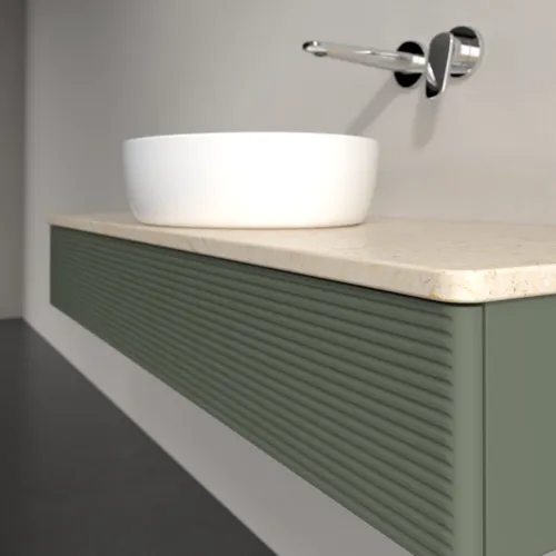 Bild von VILLEROY BOCH Antao Waschbeckenunterschrank, 1 Auszug, 1200 x 190 x 500 mm, Front mit Struktur, Leaf Green Matt Lacquer / Botticino #K10113HL