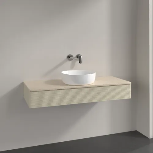 Bild von VILLEROY BOCH Antao Waschbeckenunterschrank, 1 Auszug, 1200 x 190 x 500 mm, Front mit Struktur, Silk Grey Matt Lacquer / Botticino #K10113HJ