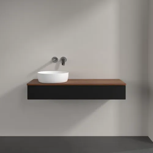 Bild von VILLEROY BOCH Antao Waschbeckenunterschrank, 1 Auszug, 1200 x 190 x 500 mm, Front ohne Struktur, Black Matt Lacquer / Warm Walnut #K11012PD