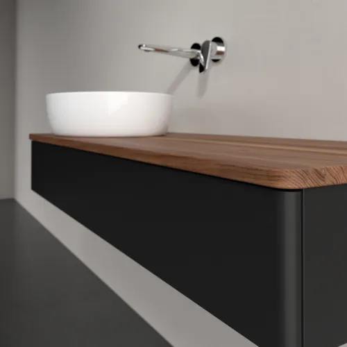 Bild von VILLEROY BOCH Antao Waschbeckenunterschrank, 1 Auszug, 1200 x 190 x 500 mm, Front ohne Struktur, Black Matt Lacquer / Warm Walnut #K11012PD