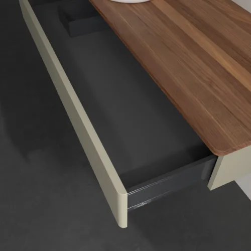 Bild von VILLEROY BOCH Antao Waschbeckenunterschrank, 1 Auszug, 1200 x 190 x 500 mm, Front ohne Struktur, Stone Grey Matt Lacquer / Warm Walnut #K11012HK