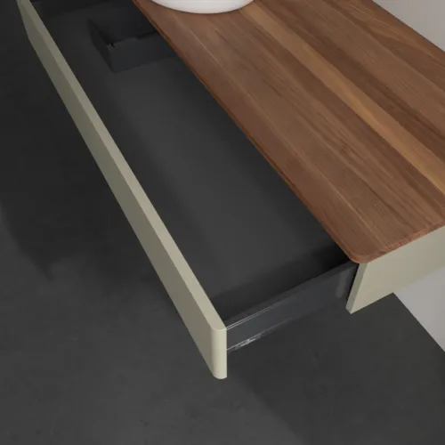 Bild von VILLEROY BOCH Antao Waschbeckenunterschrank, 1 Auszug, 1200 x 190 x 500 mm, Front ohne Struktur, Stone Grey Matt Lacquer / Warm Walnut #K11012HK