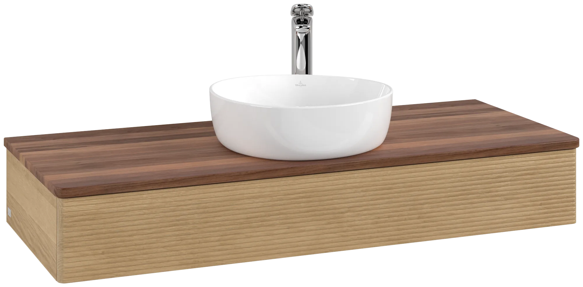 Picture of VILLEROY BOCH Antao Vanity unit, 1 pull-out compartment, 1200 x 190 x 500 mm, Front with grain texture, Honey Oak / Warm Walnut #K10152HN