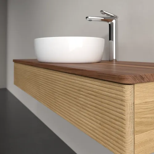 Bild von VILLEROY BOCH Antao Waschbeckenunterschrank, 1 Auszug, 1200 x 190 x 500 mm, Front mit Struktur, Honey Oak / Warm Walnut #K10152HN
