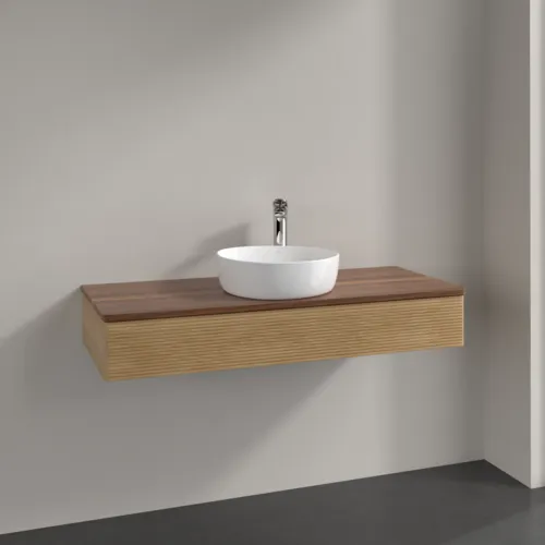 Bild von VILLEROY BOCH Antao Waschbeckenunterschrank, 1 Auszug, 1200 x 190 x 500 mm, Front mit Struktur, Honey Oak / Warm Walnut #K10152HN