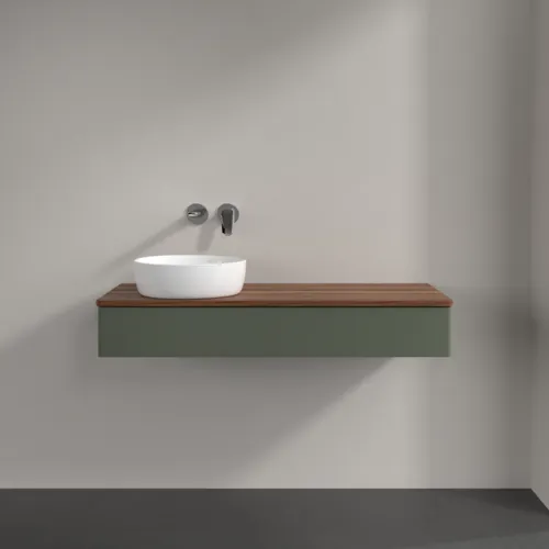 Bild von VILLEROY BOCH Antao Waschbeckenunterschrank, 1 Auszug, 1200 x 190 x 500 mm, Front ohne Struktur, Leaf Green Matt Lacquer / Warm Walnut #K11012HL