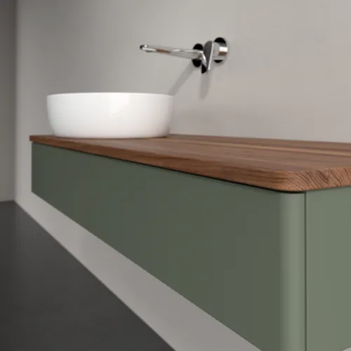 Bild von VILLEROY BOCH Antao Waschbeckenunterschrank, 1 Auszug, 1200 x 190 x 500 mm, Front ohne Struktur, Leaf Green Matt Lacquer / Warm Walnut #K11012HL