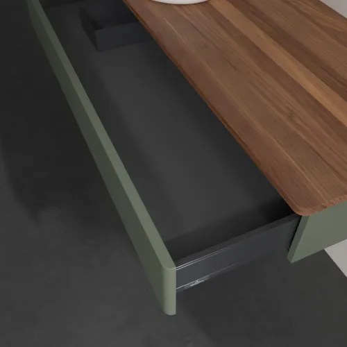 Bild von VILLEROY BOCH Antao Waschbeckenunterschrank, 1 Auszug, 1200 x 190 x 500 mm, Front ohne Struktur, Leaf Green Matt Lacquer / Warm Walnut #K11012HL