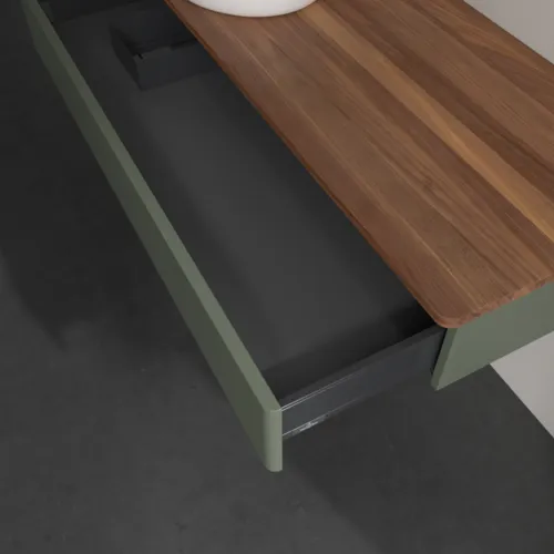Bild von VILLEROY BOCH Antao Waschbeckenunterschrank, 1 Auszug, 1200 x 190 x 500 mm, Front ohne Struktur, Leaf Green Matt Lacquer / Warm Walnut #K11012HL